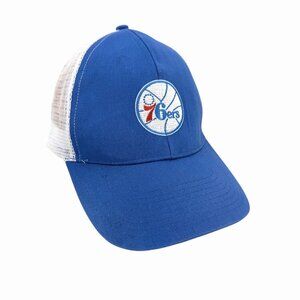 PHILADELPHIA 76ERS BLUE WHITE MESH TRUCKER SNAPBACK 58CM HAT NBA BASKETBALL